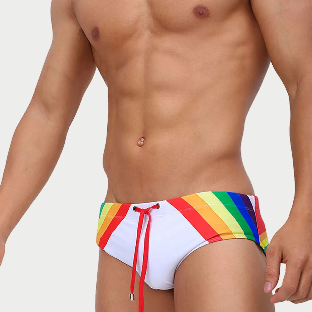 Rainbow Stripe Swim Brief