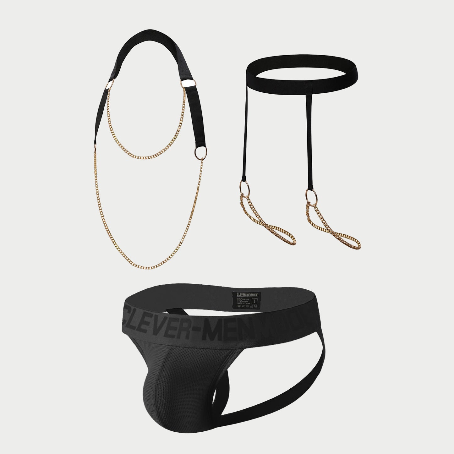 Full Body Elastic Harness with Chains & Jockstrap