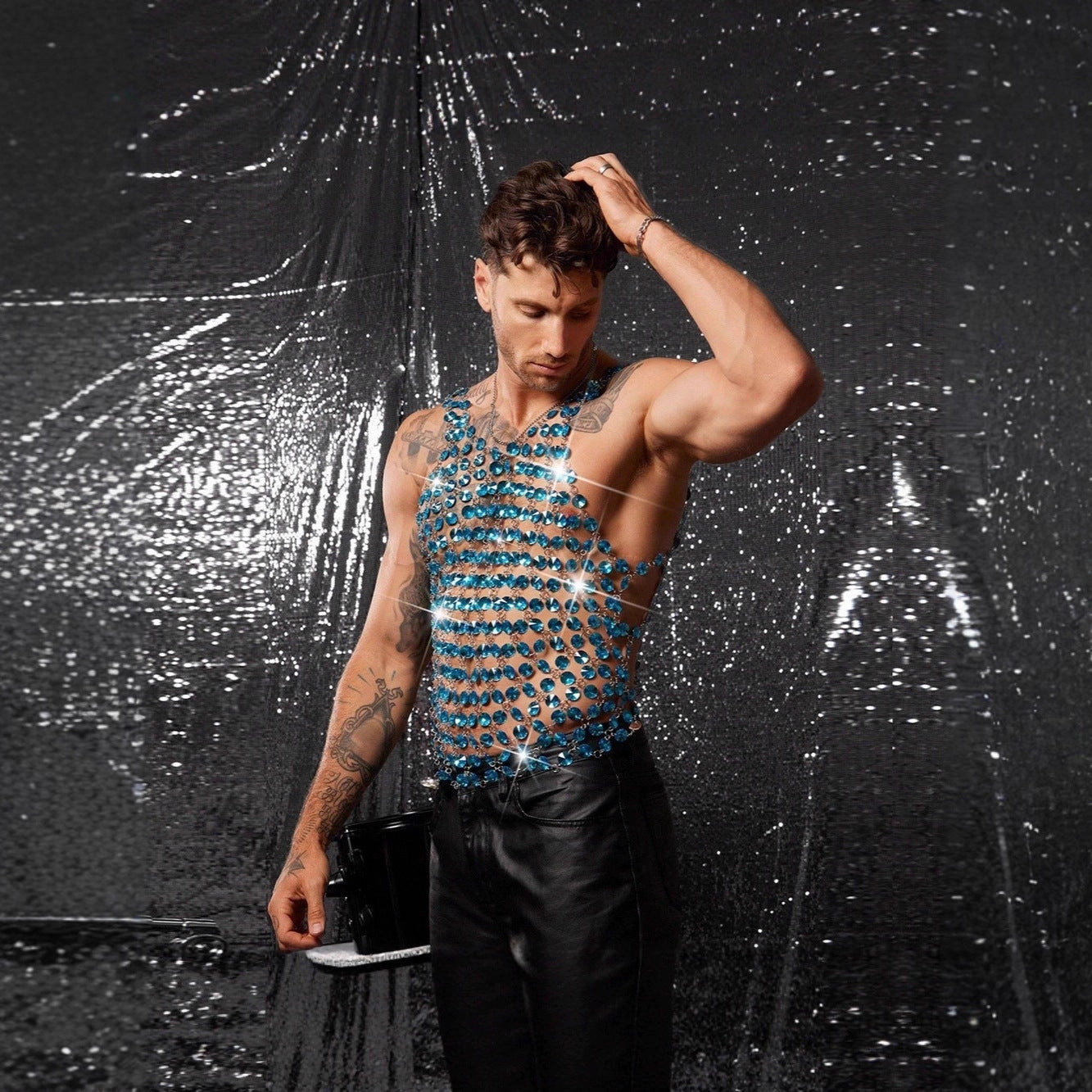 Blue Gemstone Chain Tank