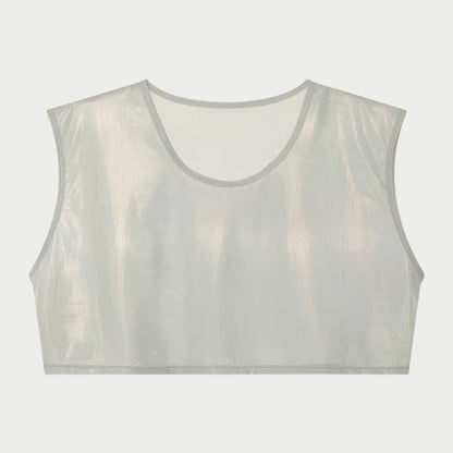 Shiny Sleeveless Crop Vest / Briefs