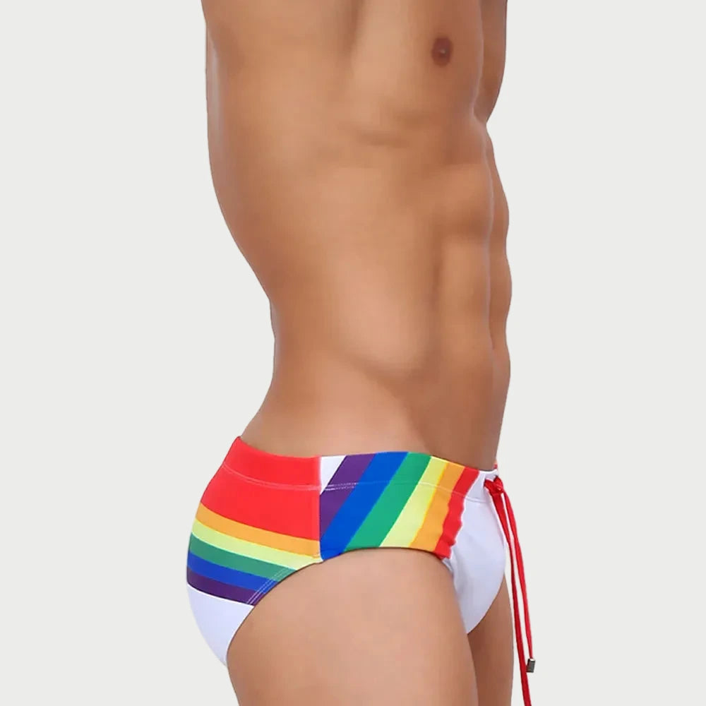 Rainbow Stripe Swim Brief