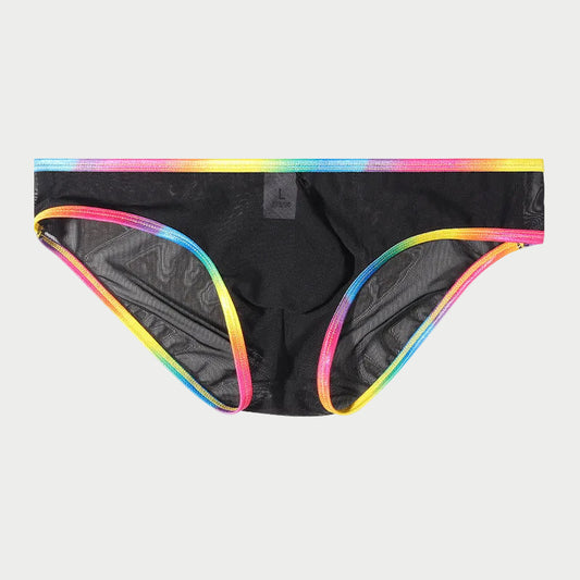 Rainbow Trim Sheer Mesh Briefs