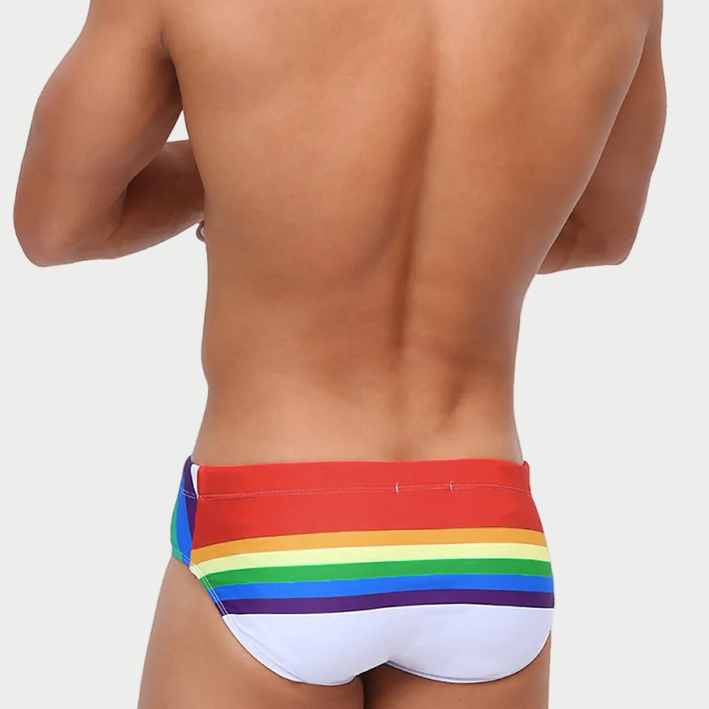 Rainbow Stripe Swim Brief