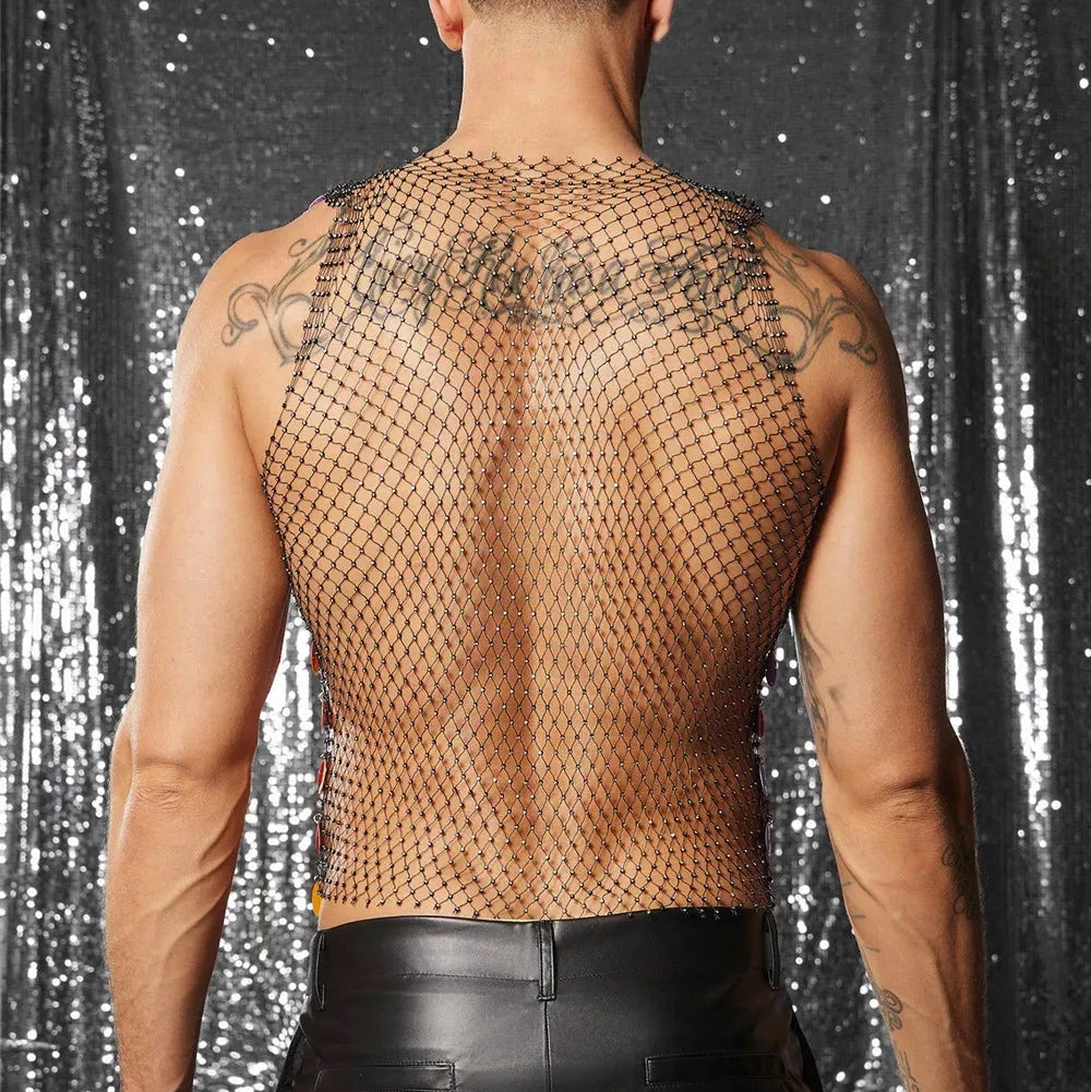 Rainbow Spectrum Sequin Mesh Tank