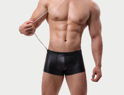Leather Boxer Briefs with Collar & Leash Set