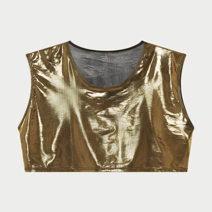 Shiny Sleeveless Crop Vest / Briefs
