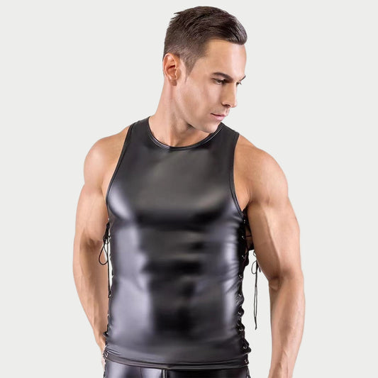 Lace-Up Leather Tank & Shorts