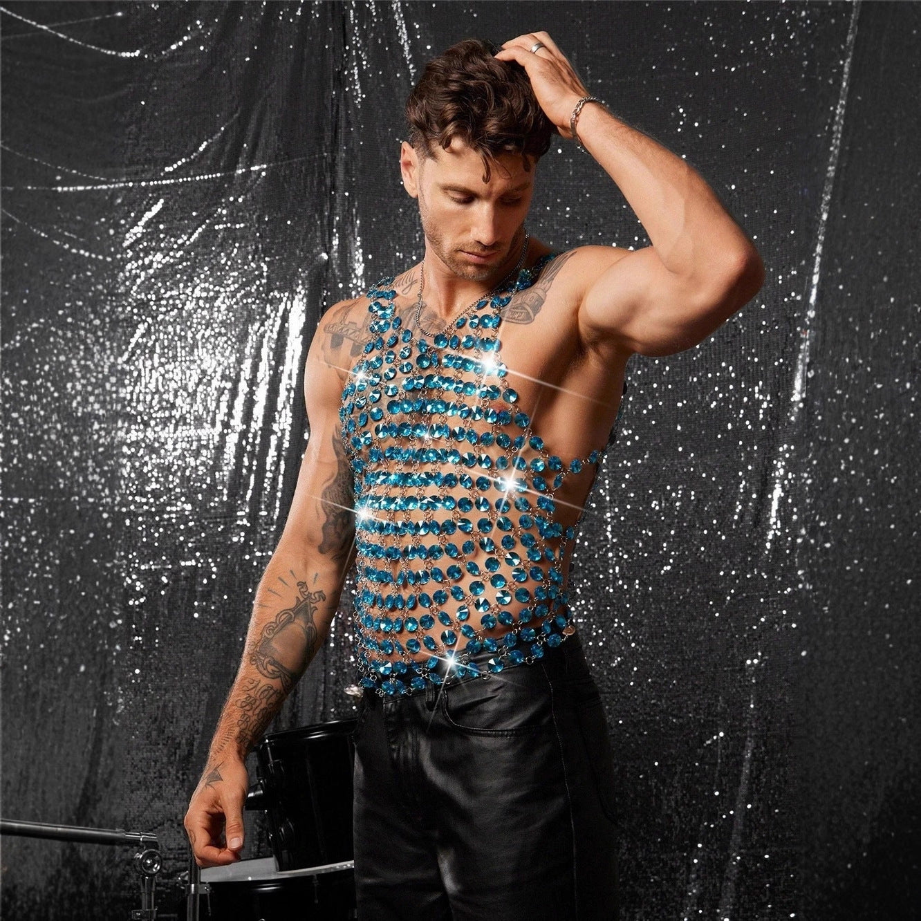 Blue Gemstone Chain Tank