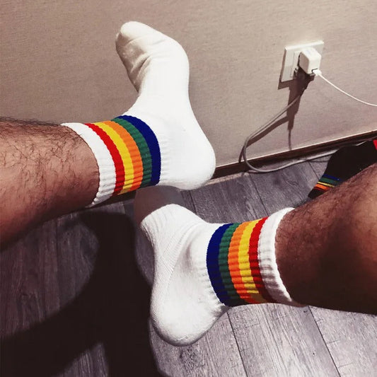 Rainbow Stripe Crew Socks