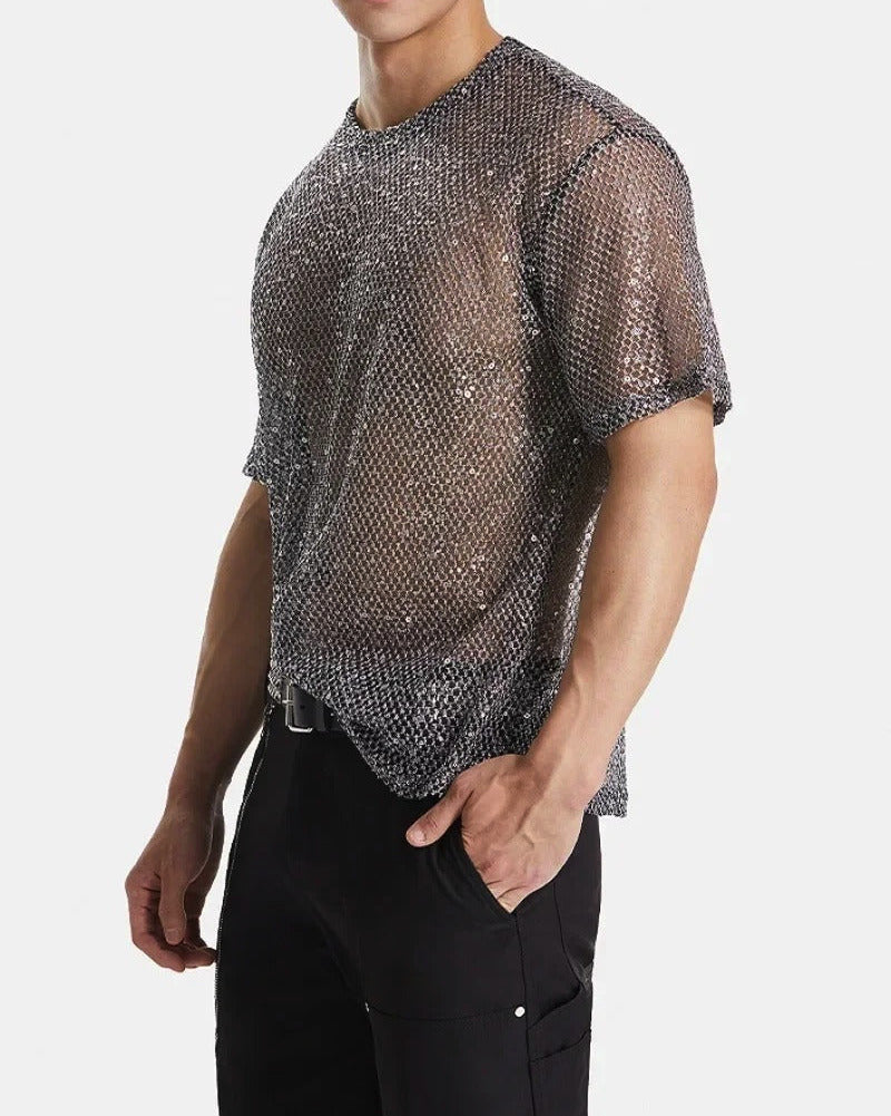Sequin Mesh Tee