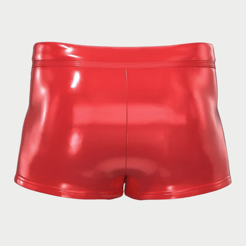 Shiny red shorts on a white background