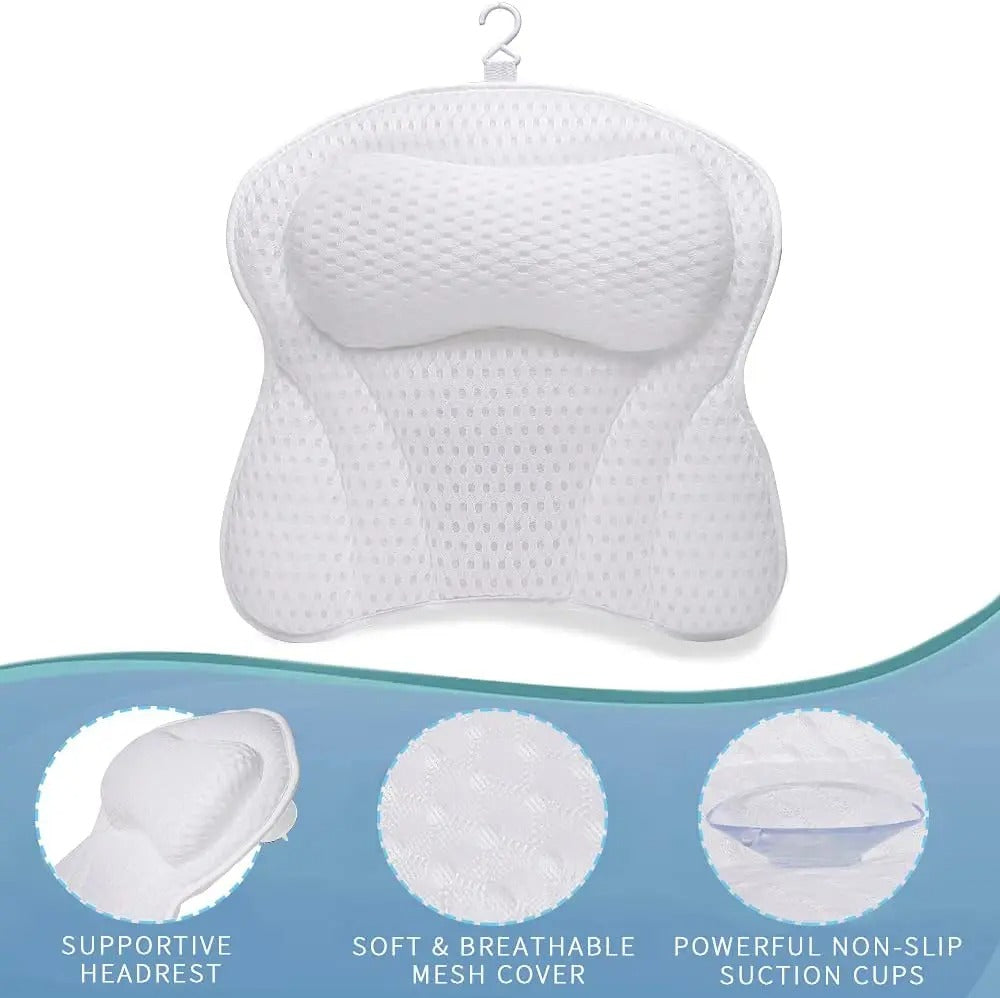 Luxury Spa Bath Pillow with Headrest & Suction Cups