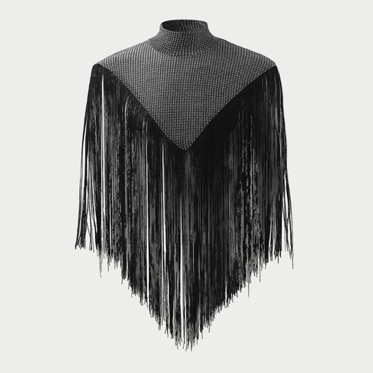 Fringe Knit Shoulder Drape